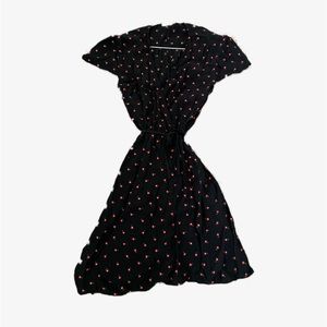 Brandy Melville black and red floral wrap dress